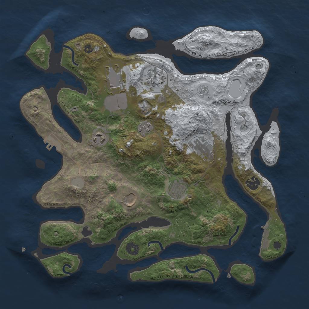 Rust Map: Procedural Map, Size: 3500, Seed: 3847117, 17 Monuments