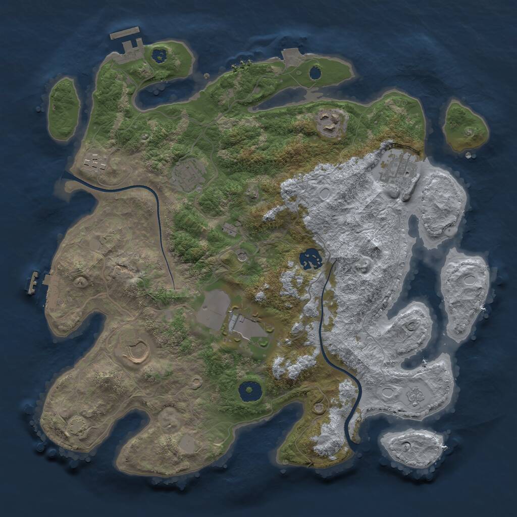 Rust Map: Procedural Map, Size: 3500, Seed: 1171304, 13 Monuments