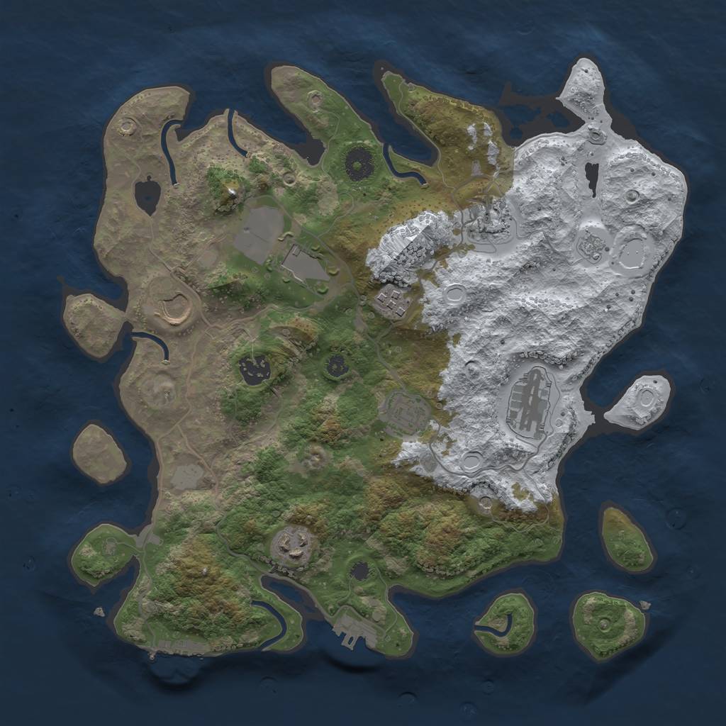 Rust Map: Procedural Map, Size: 3500, Seed: 3697766, 17 Monuments
