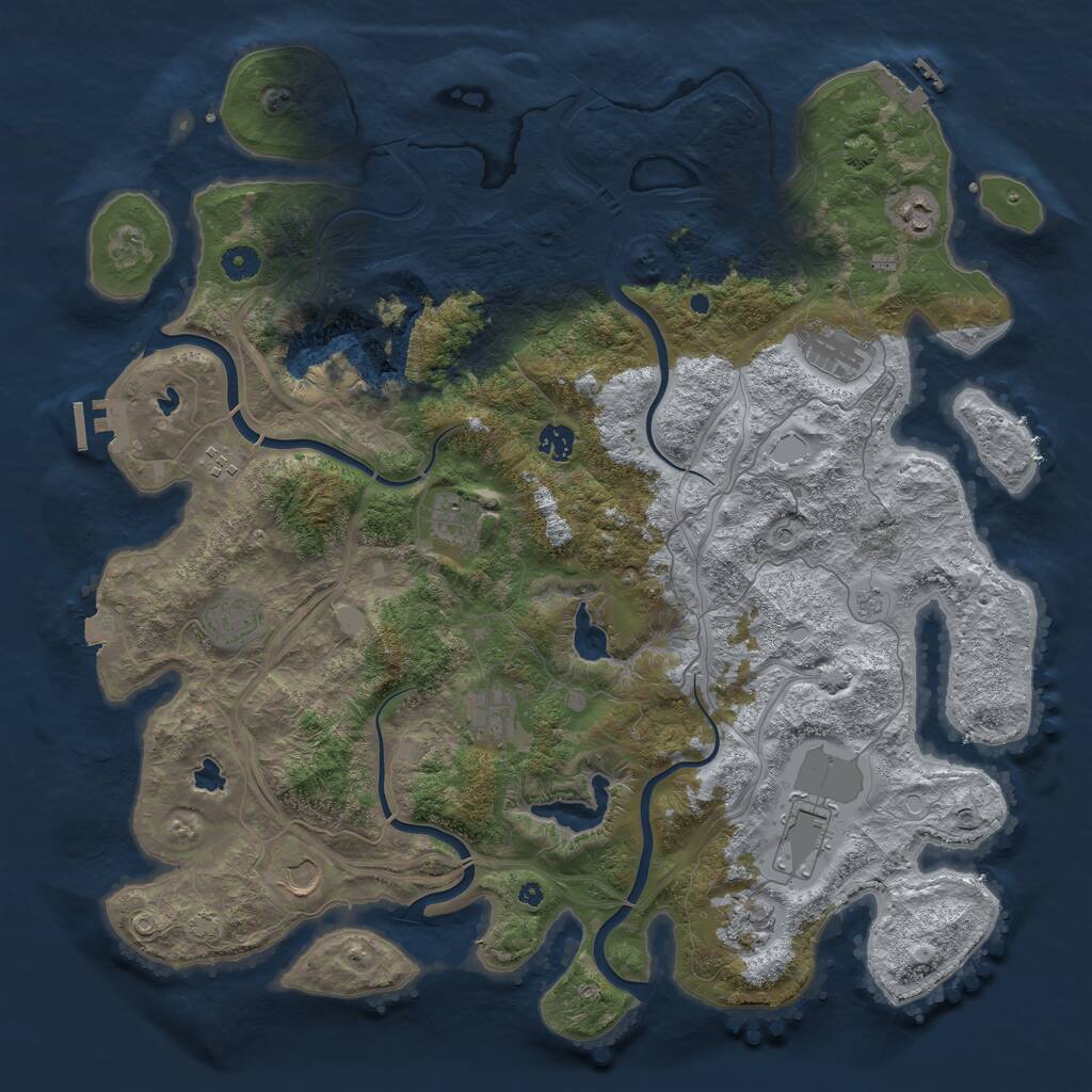 Rust Map: Procedural Map, Size: 4500, Seed: 1350843, 16 Monuments