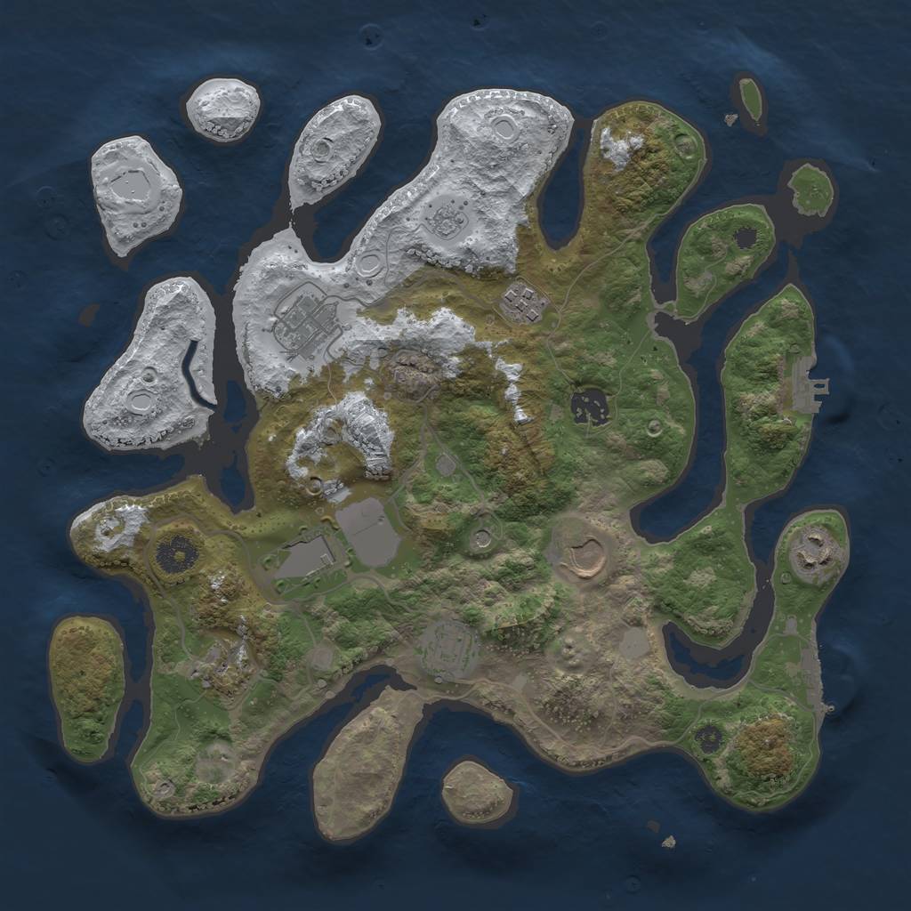Rust Map: Procedural Map, Size: 3500, Seed: 1369330, 17 Monuments