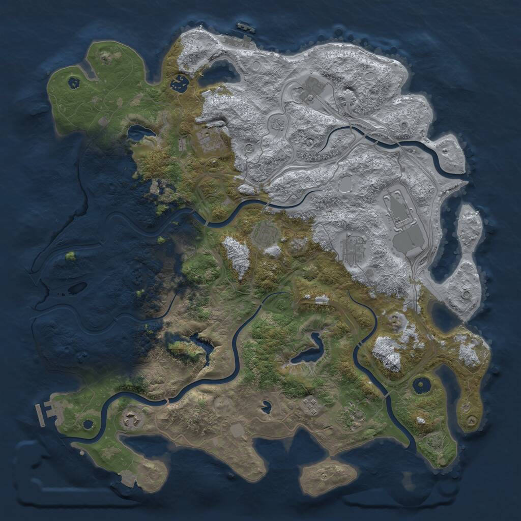 Rust Map: Procedural Map, Size: 4500, Seed: 5744053, 16 Monuments
