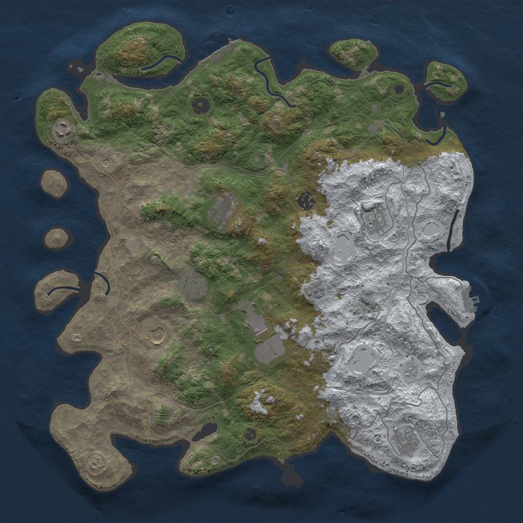 Rust Map: Procedural Map, Size: 4500, Seed: 3721341, 19 Monuments