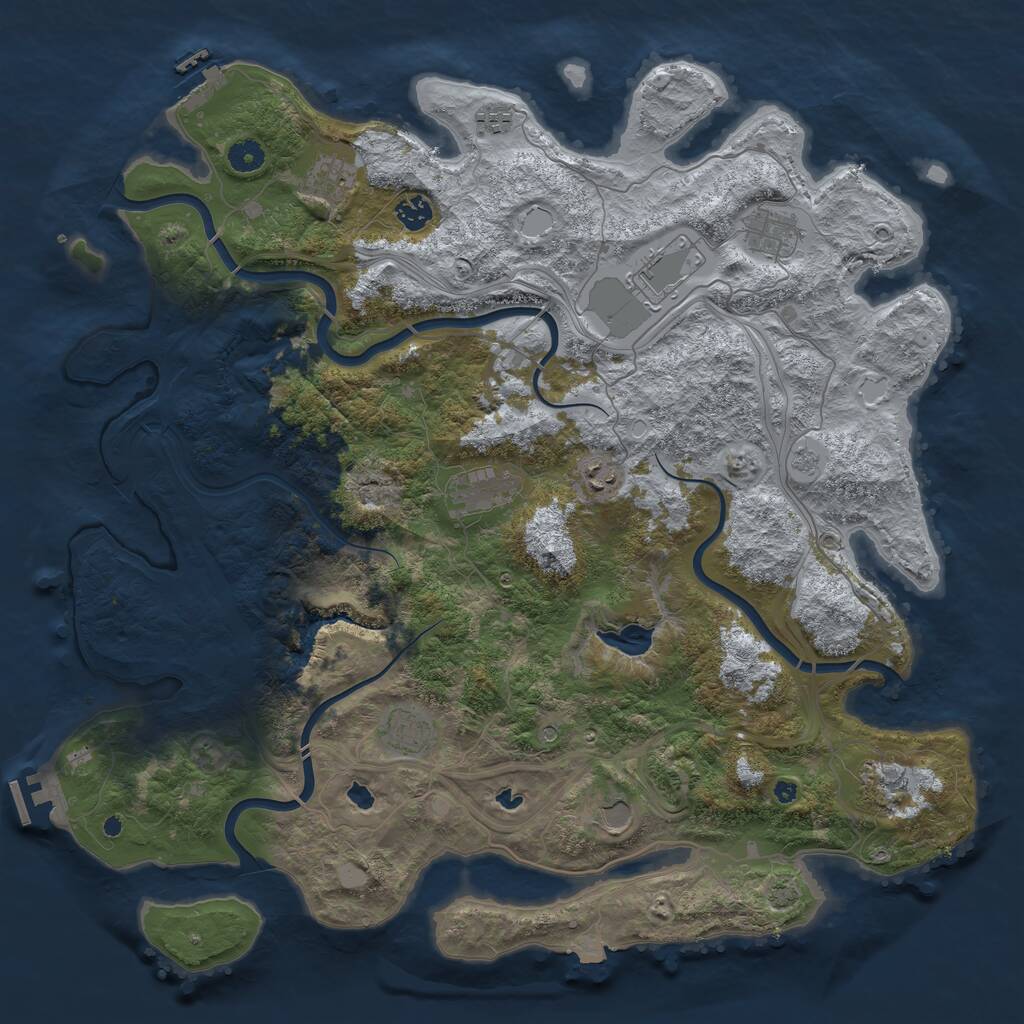 Rust Map: Procedural Map, Size: 4500, Seed: 5067354, 16 Monuments