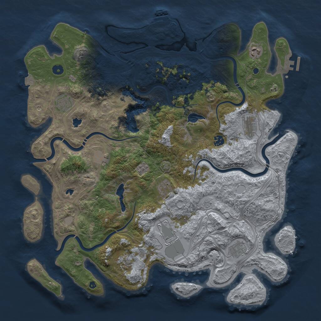 Rust Map: Procedural Map, Size: 4500, Seed: 1586604, 16 Monuments