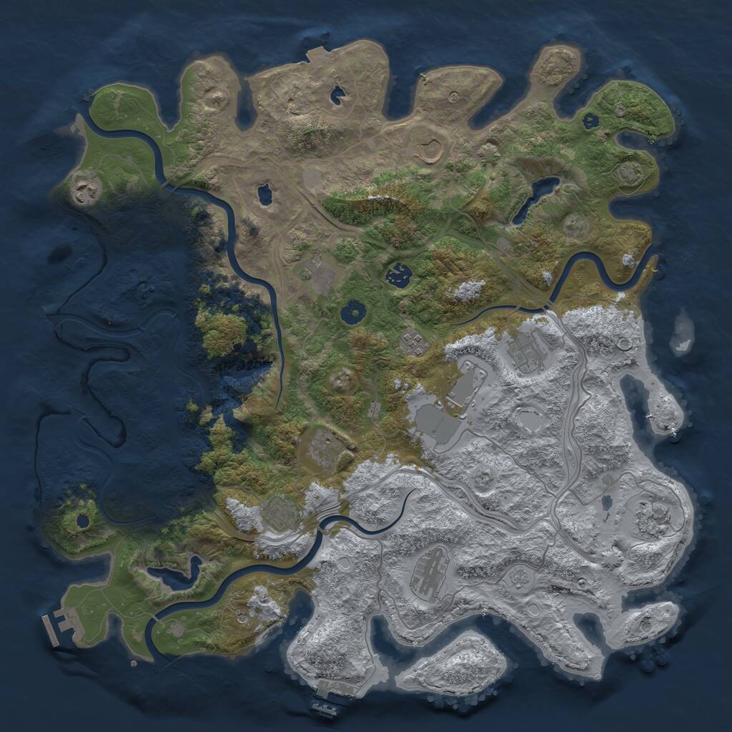 Rust Map: Procedural Map, Size: 4500, Seed: 4938466, 17 Monuments