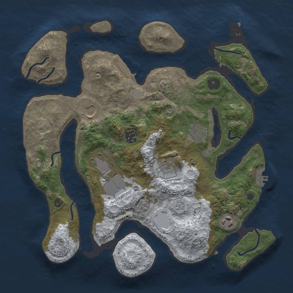Rust Map: Procedural Map, Size: 3500, Seed: 3938576, 16 Monuments