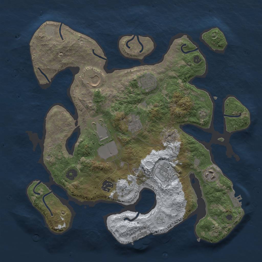 Rust Map: Procedural Map, Size: 3500, Seed: 3830658, 16 Monuments