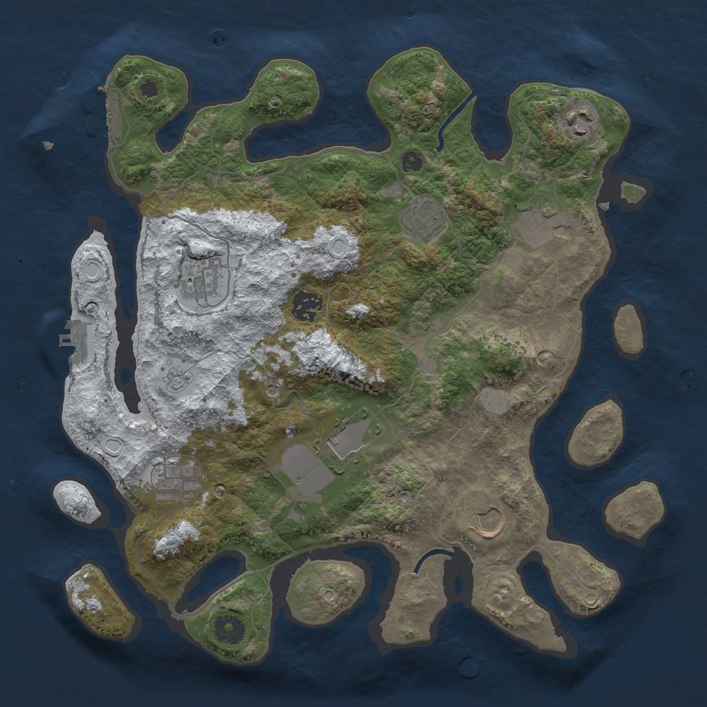 Rust Map: Procedural Map, Size: 3500, Seed: 4563, 17 Monuments