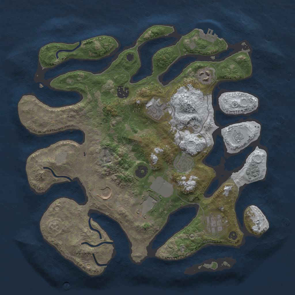 Rust Map: Procedural Map, Size: 3500, Seed: 4602317, 16 Monuments