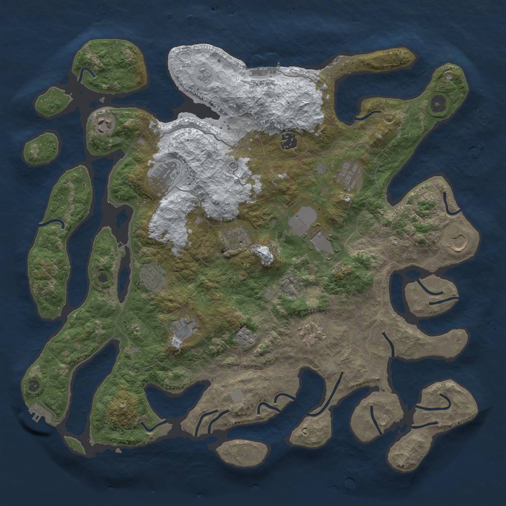 Rust Map: Procedural Map, Size: 4500, Seed: 5361387, 20 Monuments