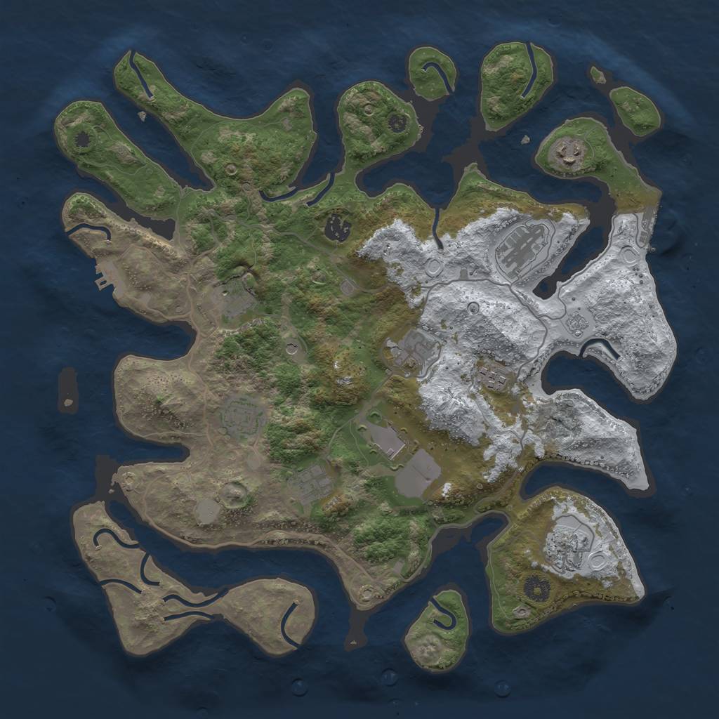 Rust Map: Procedural Map, Size: 4000, Seed: 1855517, 19 Monuments