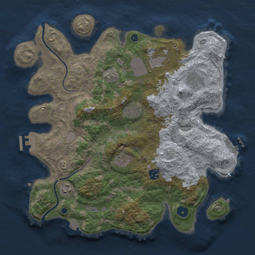Rust Map: Procedural Map, Size: 3500, Seed: 8000, 12 Monuments