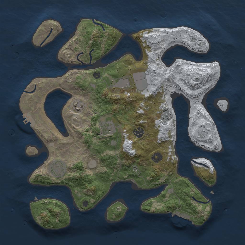 Rust Map: Procedural Map, Size: 3500, Seed: 3658063, 15 Monuments