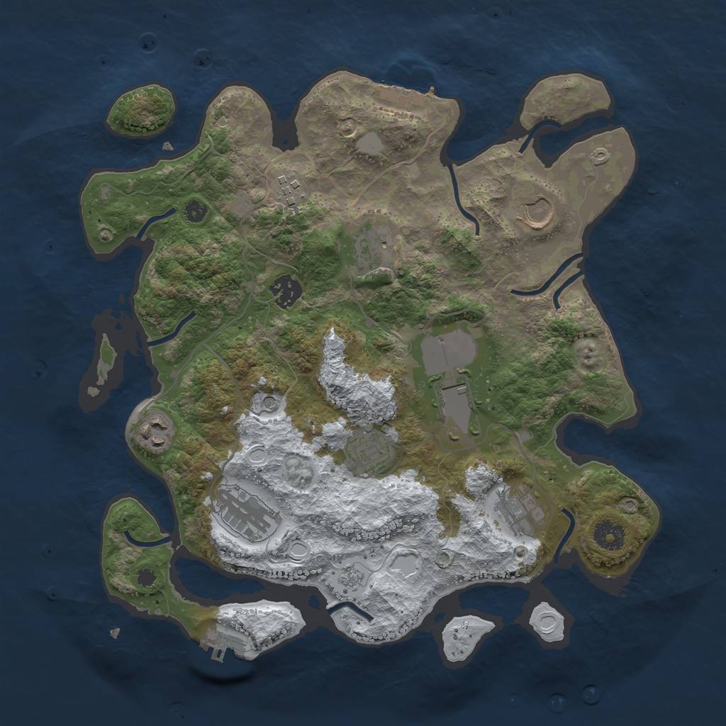 Rust Map: Procedural Map, Size: 3500, Seed: 3308561, 18 Monuments