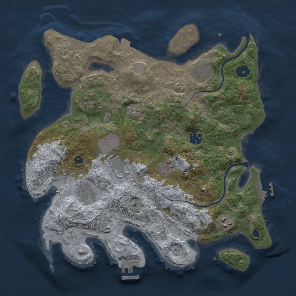 Rust Map: Procedural Map, Size: 3500, Seed: 504665, 14 Monuments