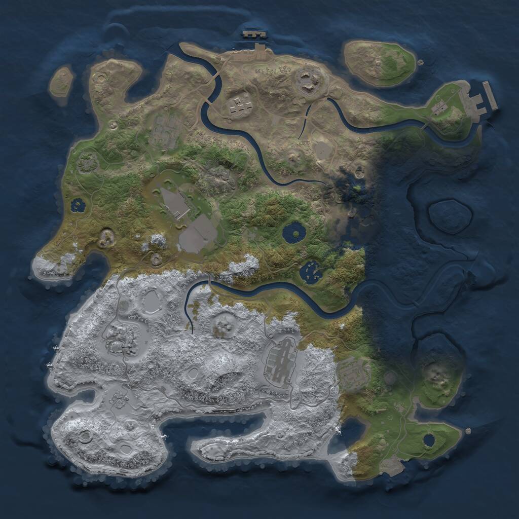 Rust Map: Procedural Map, Size: 3500, Seed: 575544, 15 Monuments