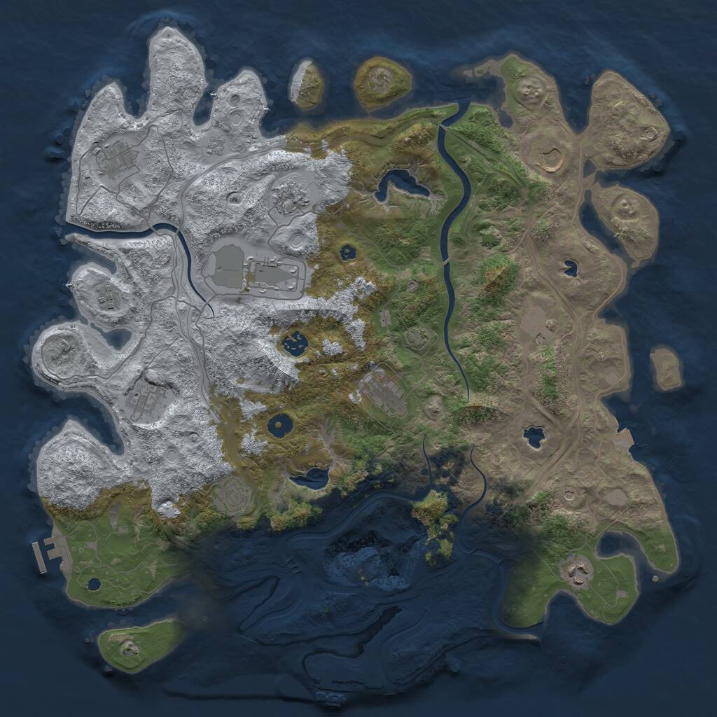 Rust Map: Procedural Map, Size: 4500, Seed: 5472126, 17 Monuments