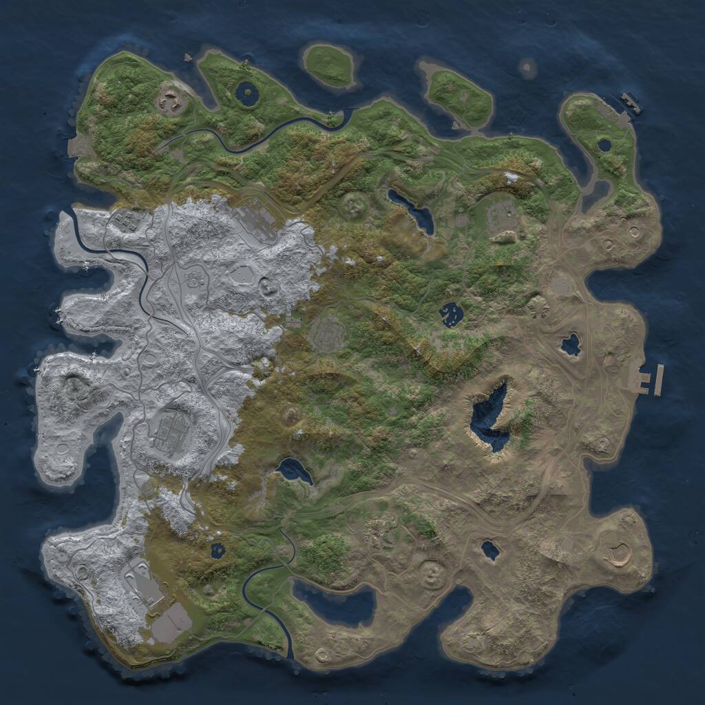 Rust Map: Procedural Map, Size: 4500, Seed: 6007642, 16 Monuments