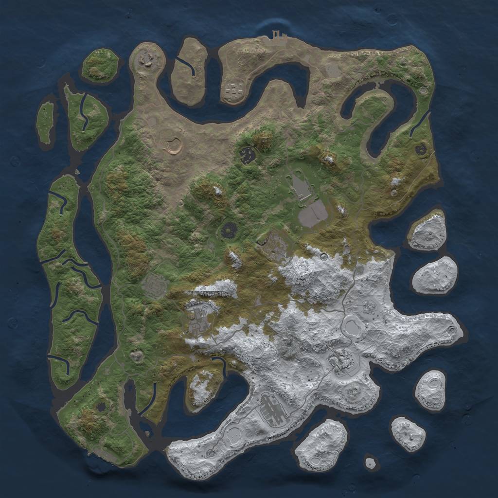 Rust Map: Procedural Map, Size: 4500, Seed: 625846, 19 Monuments