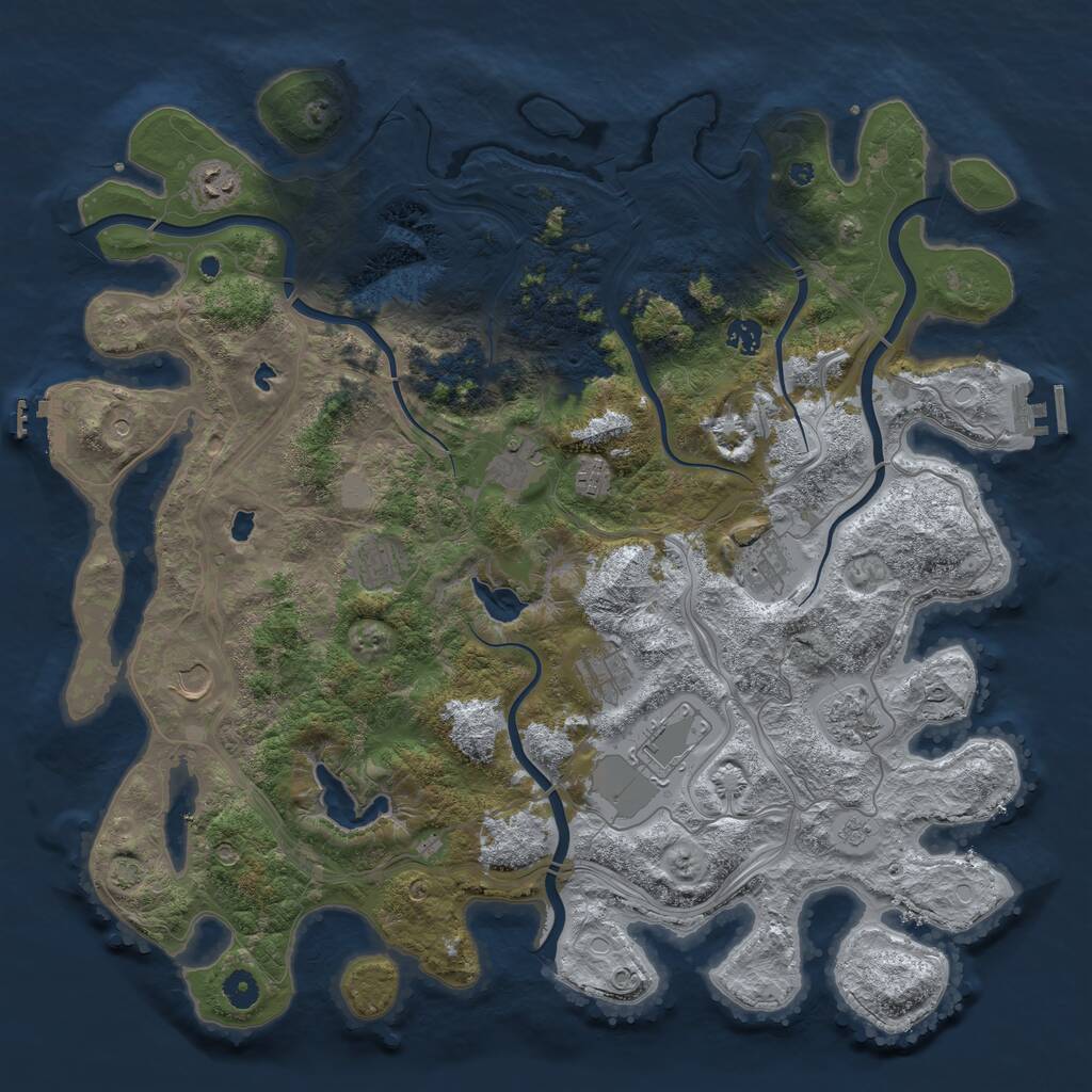 Rust Map: Procedural Map, Size: 4500, Seed: 3540700, 16 Monuments