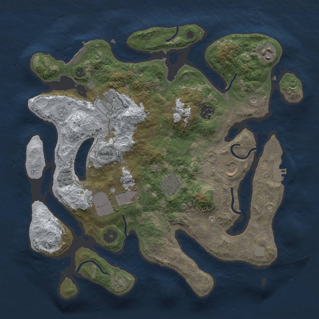 Rust Map: Procedural Map, Size: 3500, Seed: 1428044, 16 Monuments