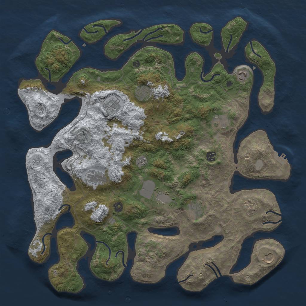 Rust Map: Procedural Map, Size: 4500, Seed: 5433633, 19 Monuments