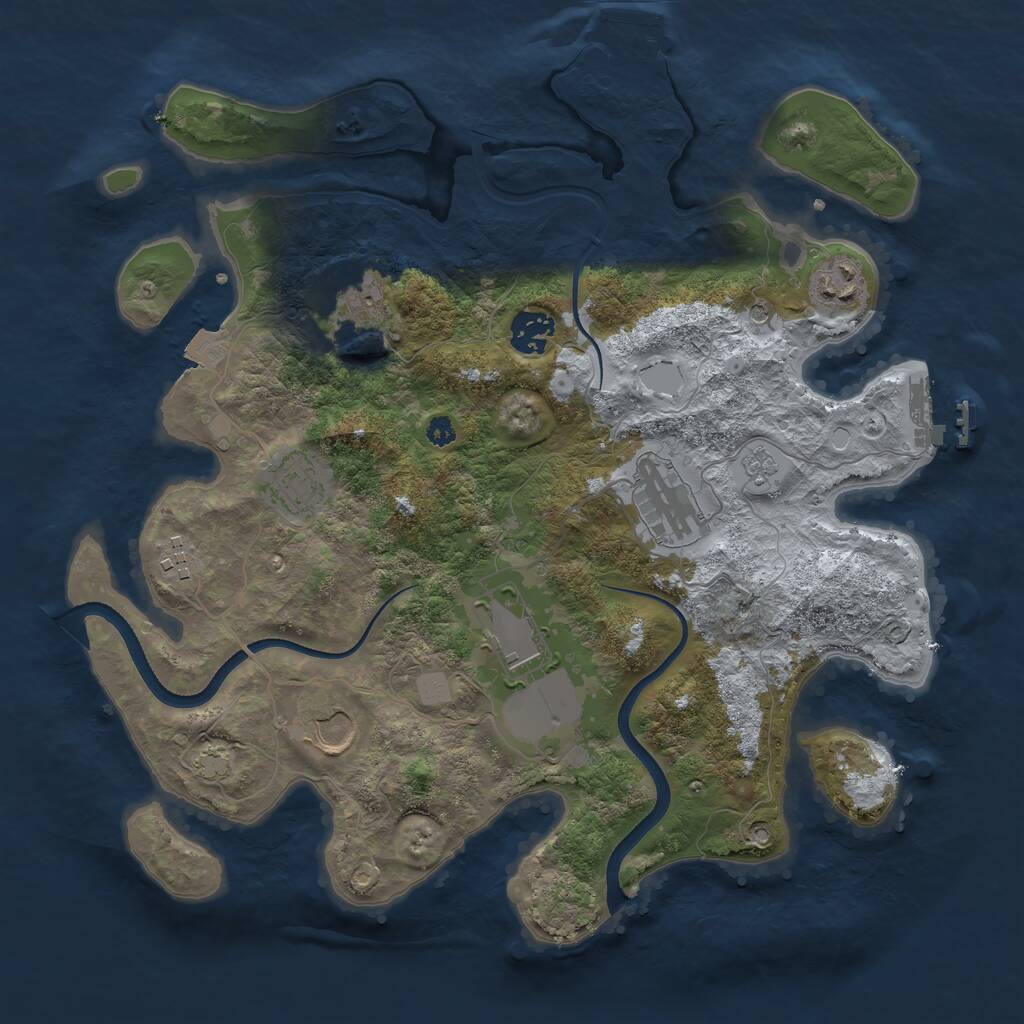 Rust Map: Procedural Map, Size: 3500, Seed: 911044, 14 Monuments