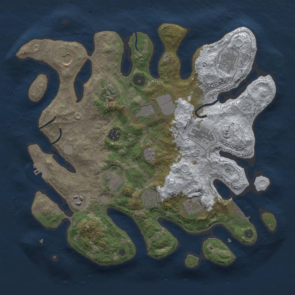 Rust Map: Procedural Map, Size: 3700, Seed: 2764361, 20 Monuments