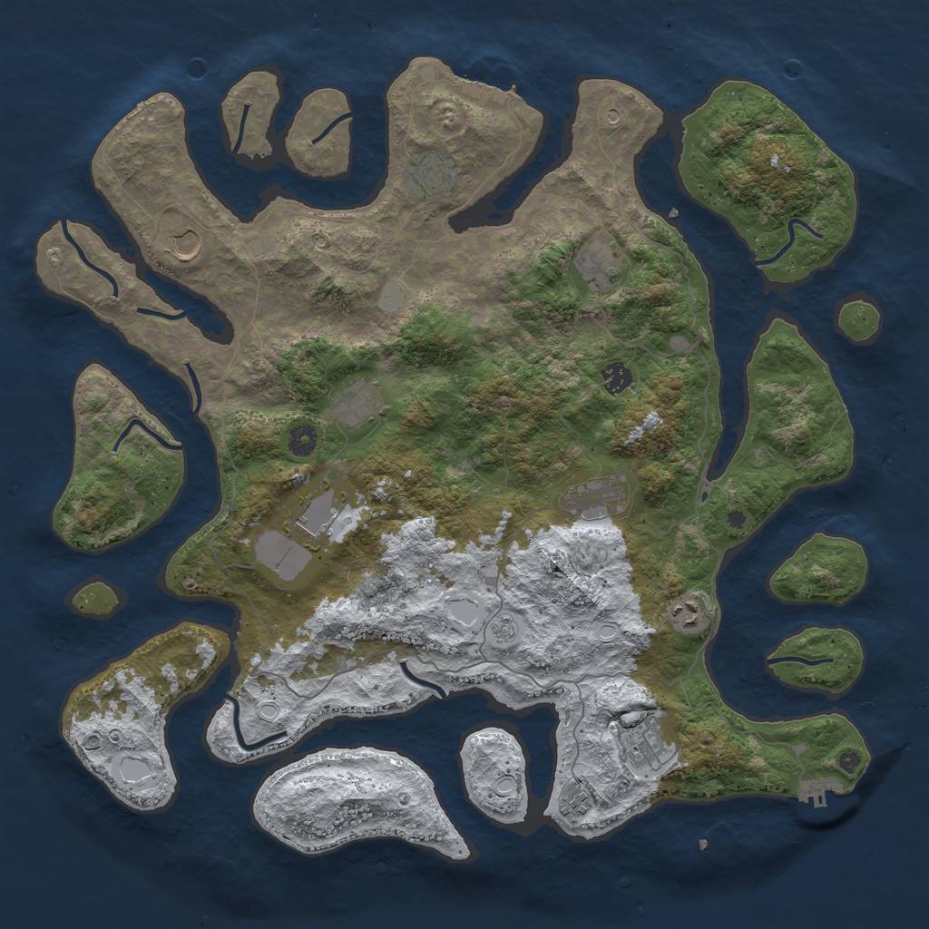 Rust Map: Procedural Map, Size: 4500, Seed: 921698, 19 Monuments