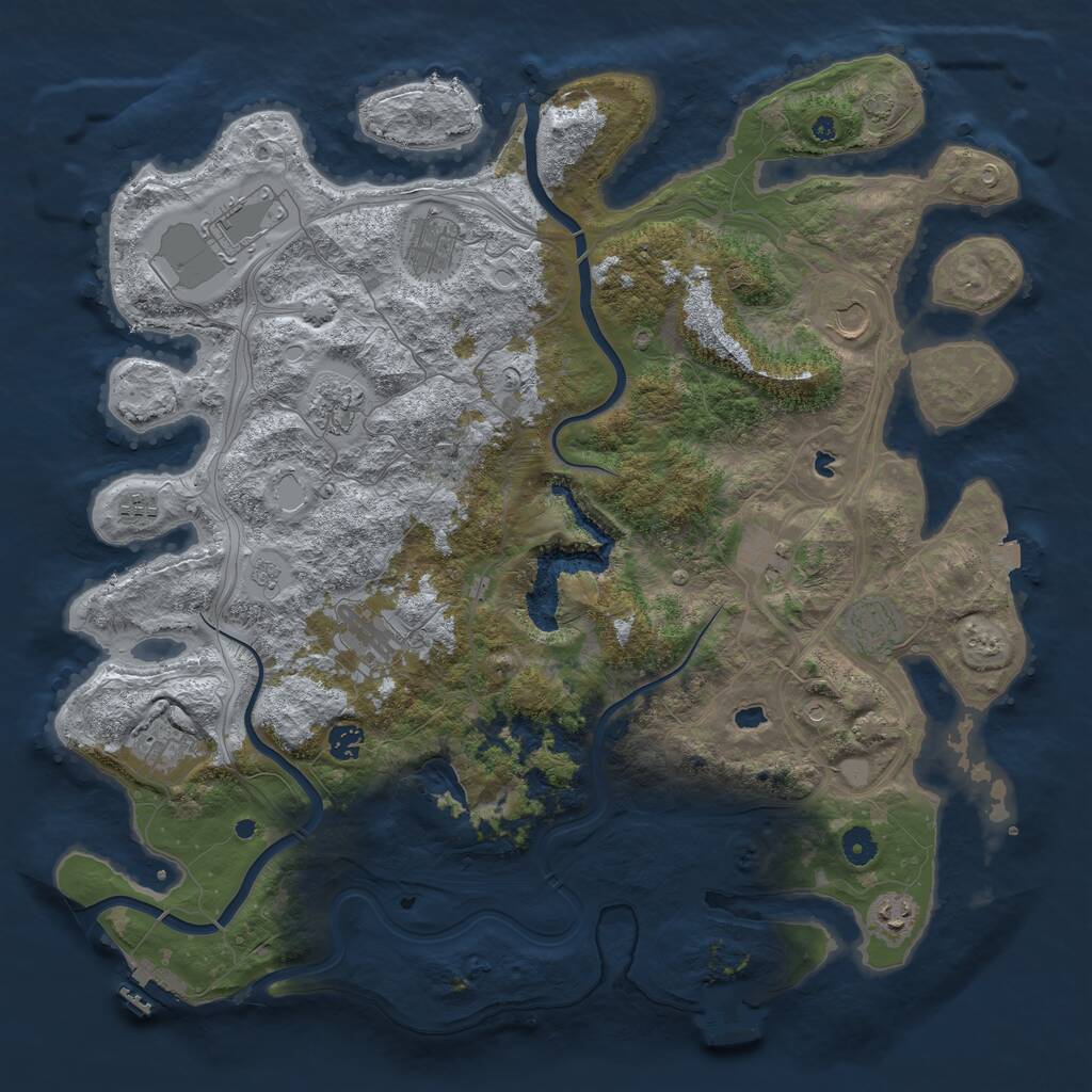 Rust Map: Procedural Map, Size: 4500, Seed: 1330728, 17 Monuments