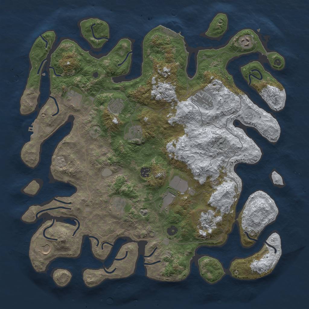 Rust Map: Procedural Map, Size: 4500, Seed: 885546, 20 Monuments