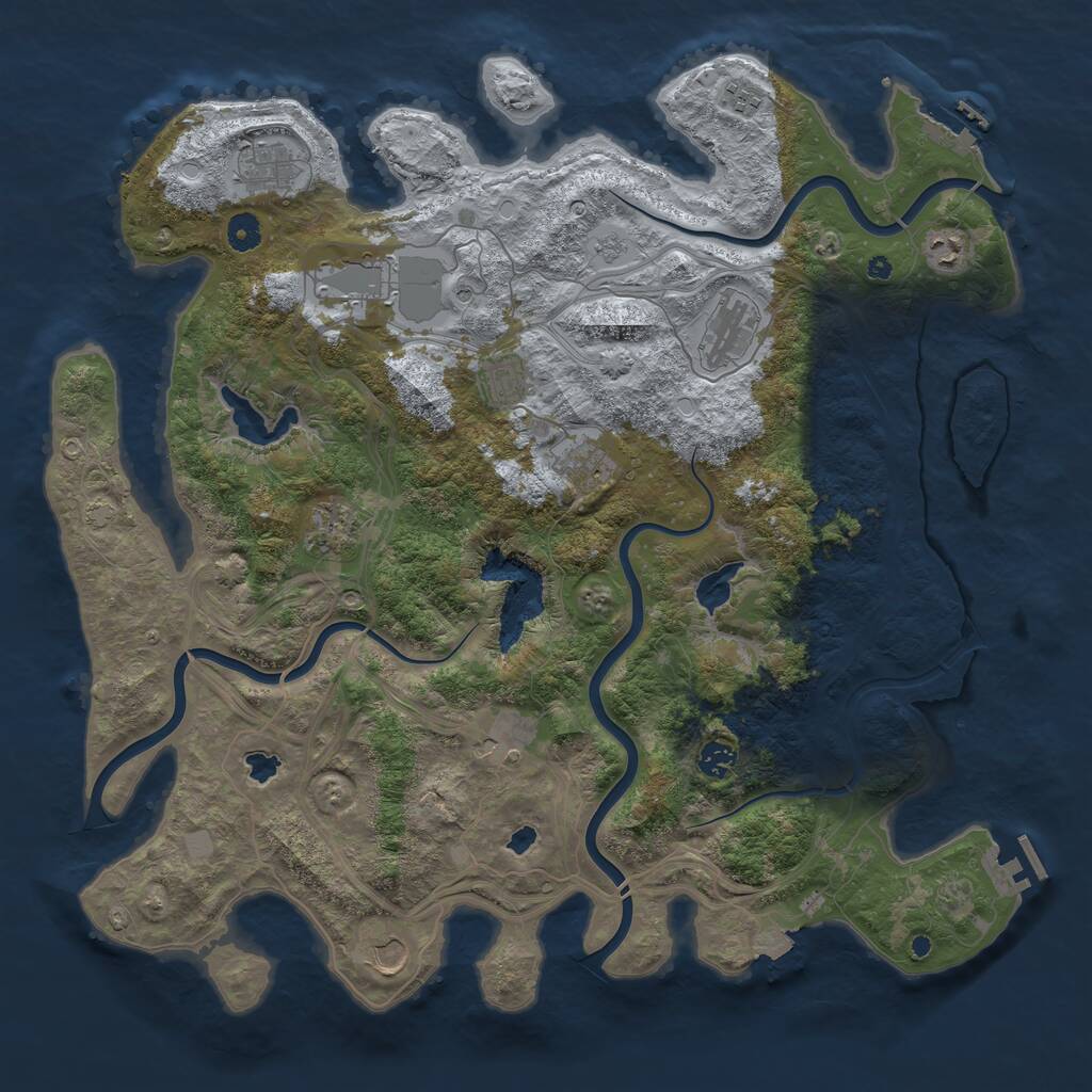Rust Map: Procedural Map, Size: 4500, Seed: 1409921, 17 Monuments