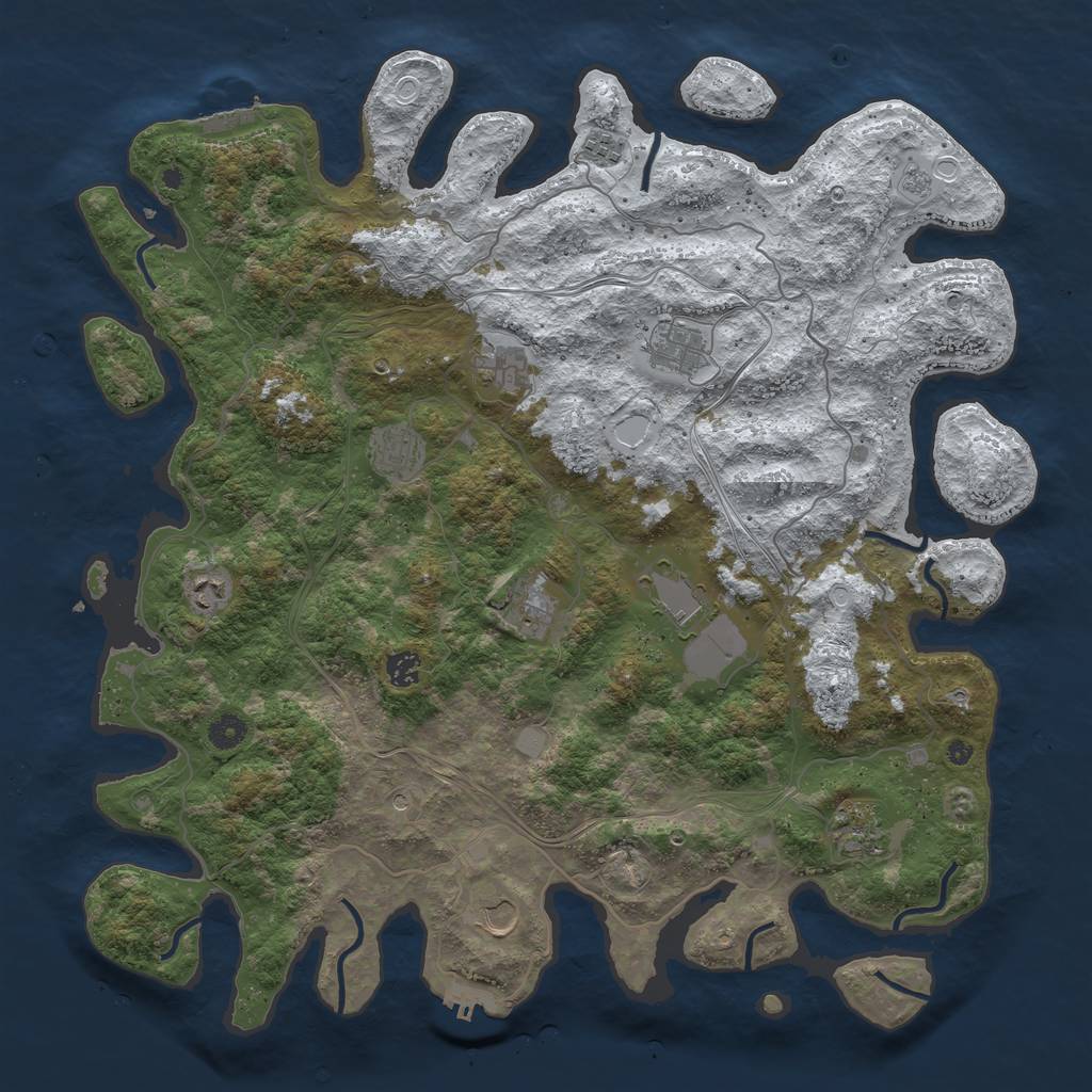 Rust Map: Procedural Map, Size: 4500, Seed: 5592237, 19 Monuments