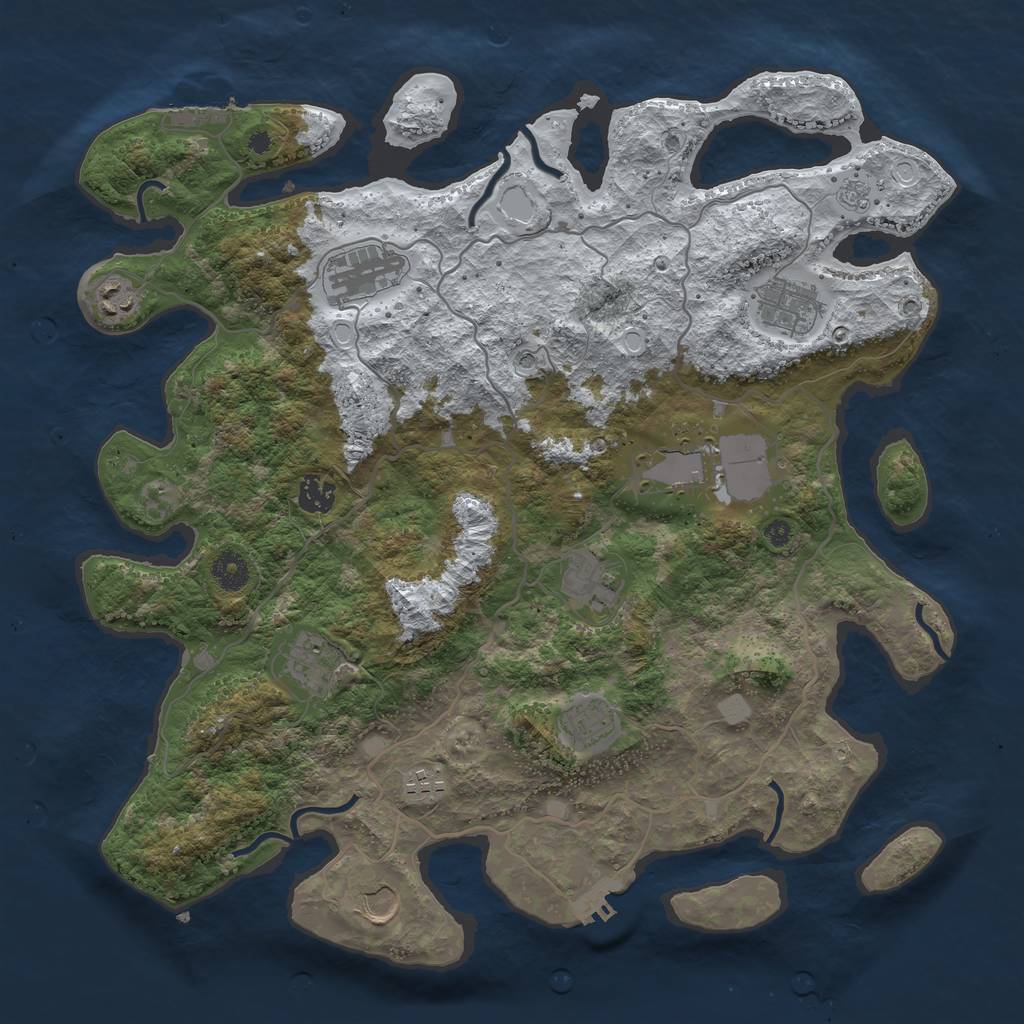 Rust Map: Procedural Map, Size: 4000, Seed: 1305552186, 19 Monuments