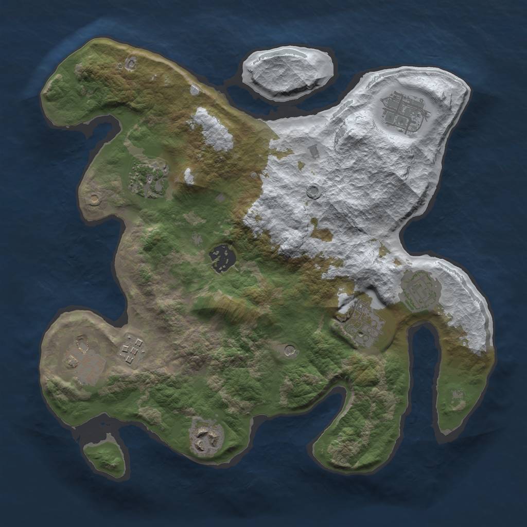 Rust Map: Barren, Size: 3000, Seed: 73258, 11 Monuments