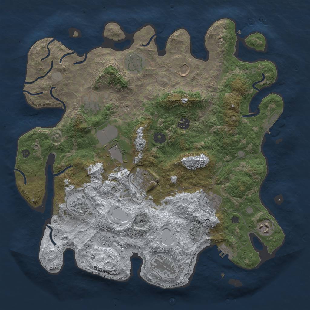 Rust Map: Procedural Map, Size: 3850, Seed: 209887686, 20 Monuments