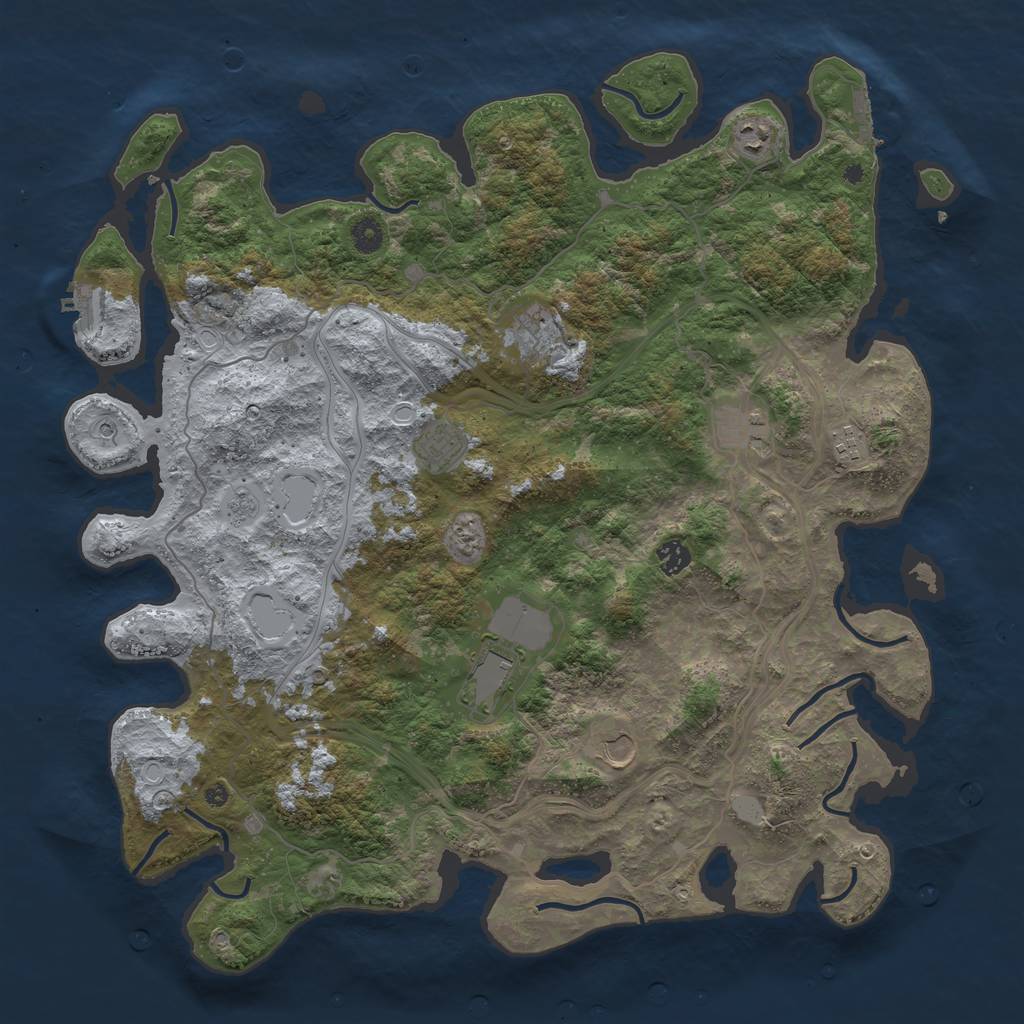 Rust Map: Procedural Map, Size: 4500, Seed: 523978209, 17 Monuments