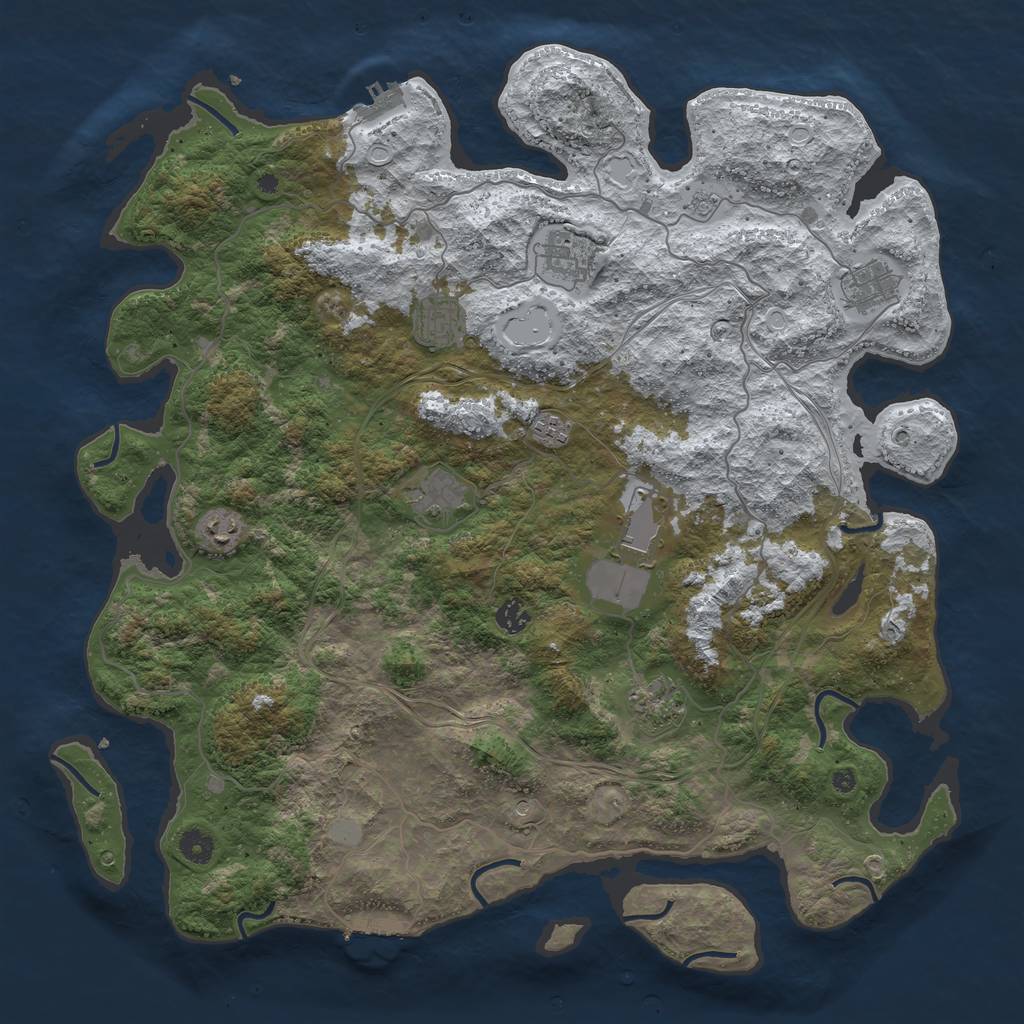 Rust Map: Procedural Map, Size: 4500, Seed: 738393, 18 Monuments