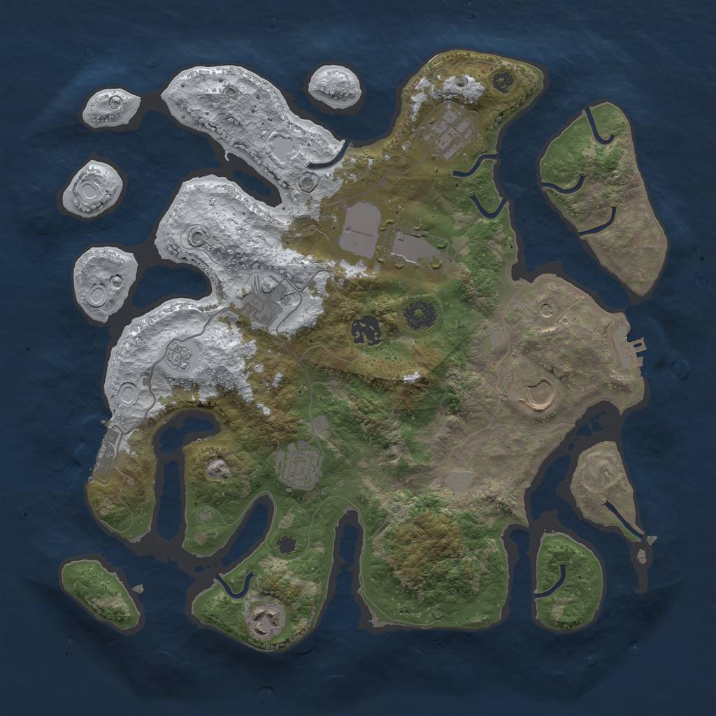 Rust Map: Procedural Map, Size: 3500, Seed: 5349354, 16 Monuments