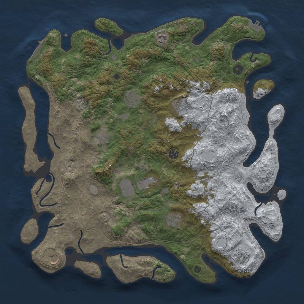 Rust Map: Procedural Map, Size: 4500, Seed: 974247, 19 Monuments
