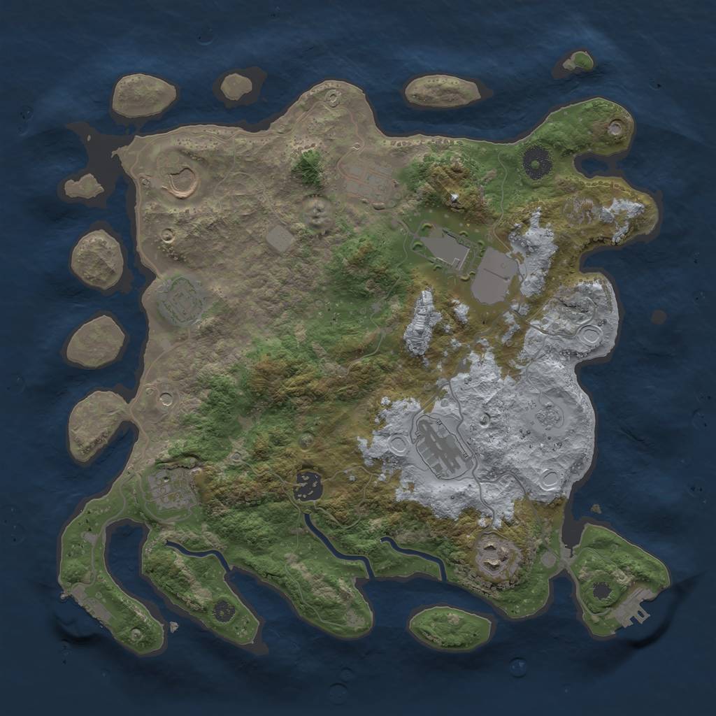 Rust Map: Procedural Map, Size: 3500, Seed: 3942491, 17 Monuments