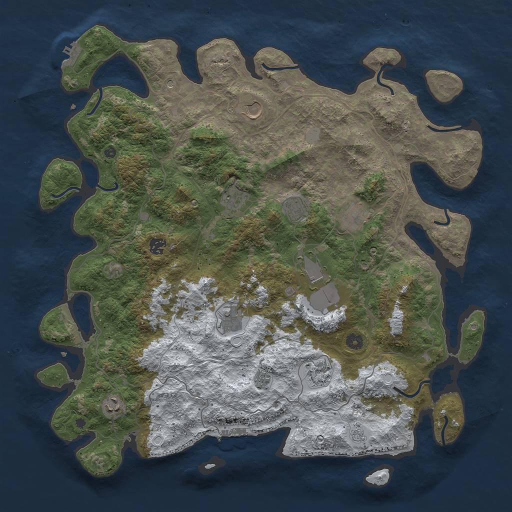 Rust Map: Procedural Map, Size: 4500, Seed: 2785070, 19 Monuments