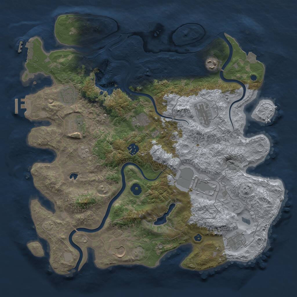 Rust Map: Procedural Map, Size: 4000, Seed: 1937897678, 16 Monuments