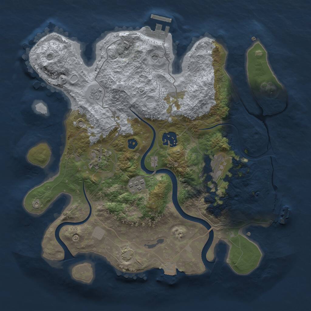 Rust Map: Procedural Map, Size: 3000, Seed: 53654, 10 Monuments