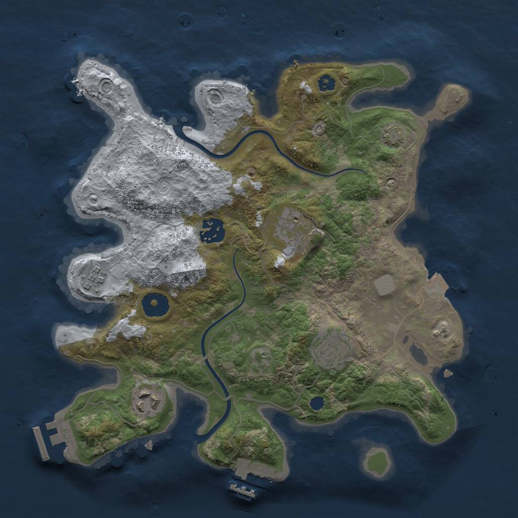 Rust Map: Procedural Map, Size: 3000, Seed: 1414801009, 9 Monuments