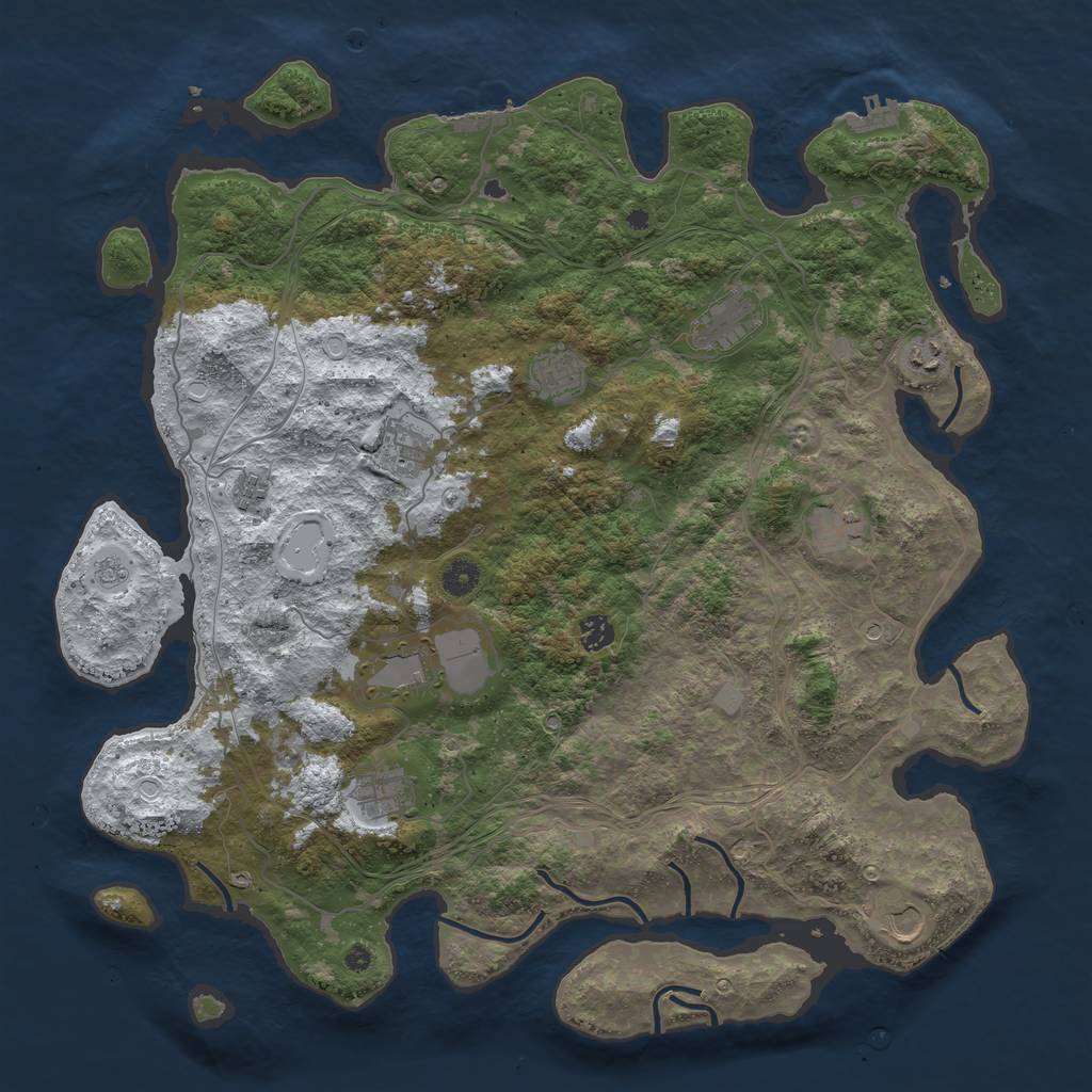 Rust Map: Procedural Map, Size: 4500, Seed: 4852427, 19 Monuments