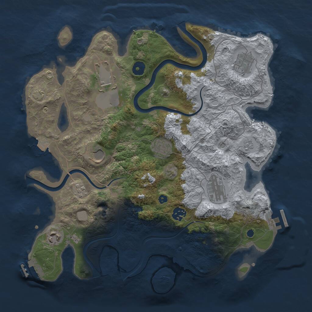 Rust Map: Procedural Map, Size: 3500, Seed: 2081347, 14 Monuments