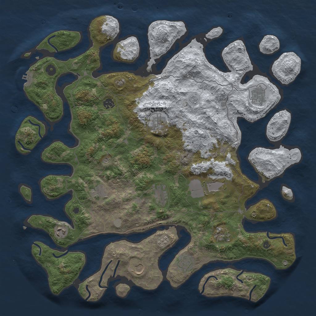 Rust Map: Procedural Map, Size: 4500, Seed: 5485866, 19 Monuments