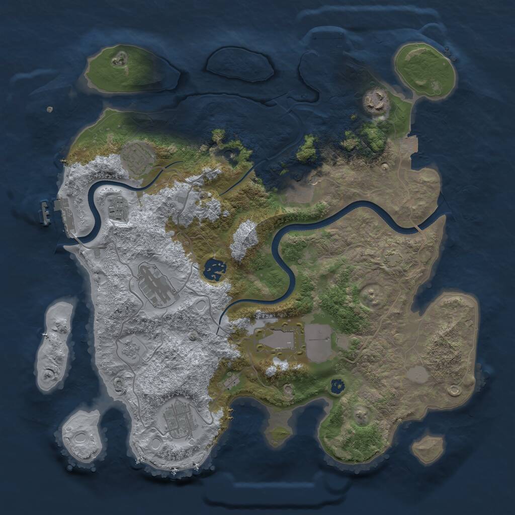 Rust Map: Procedural Map, Size: 3500, Seed: 3669351, 14 Monuments